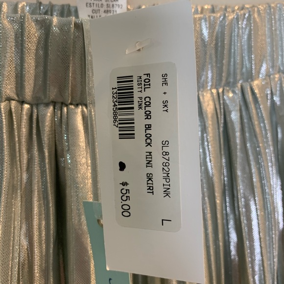 NEW SHE + SKY Foil Color Block Skirt L - Picture 4 of 5